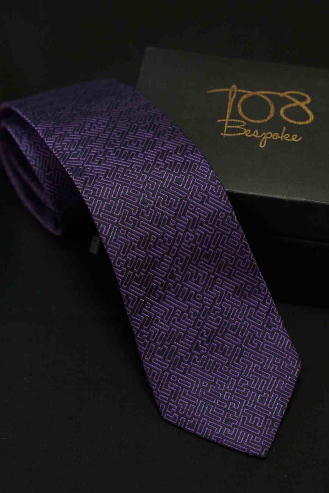 Purple Geometric Patterned Necktie