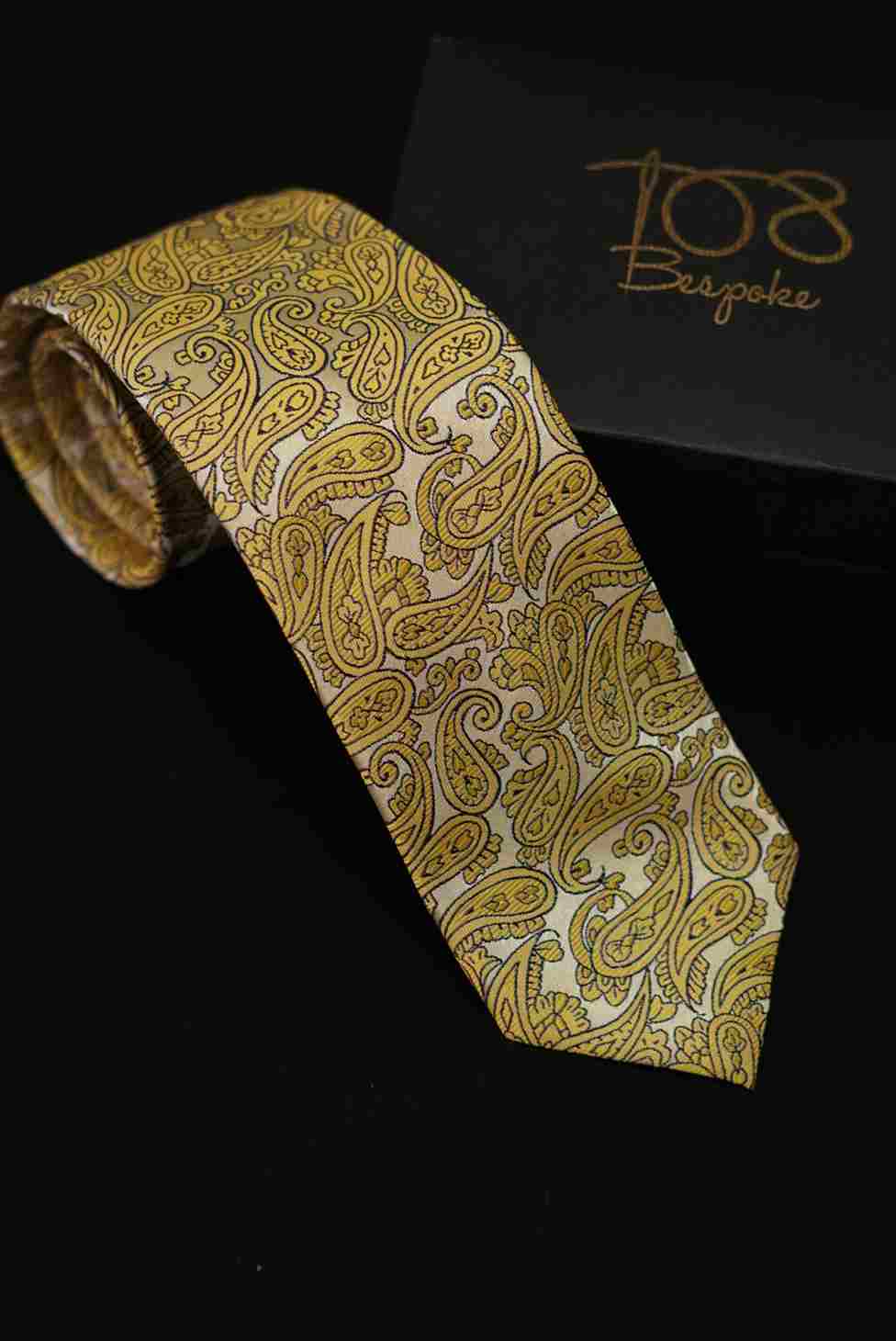 Yellow Paisley Print Necktie