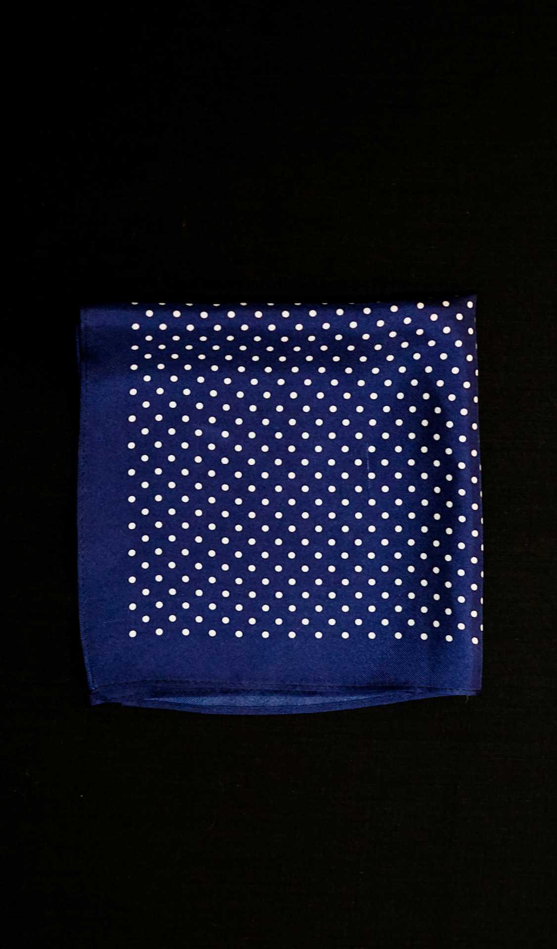 Polka Printed Navy Blue Pocket Square