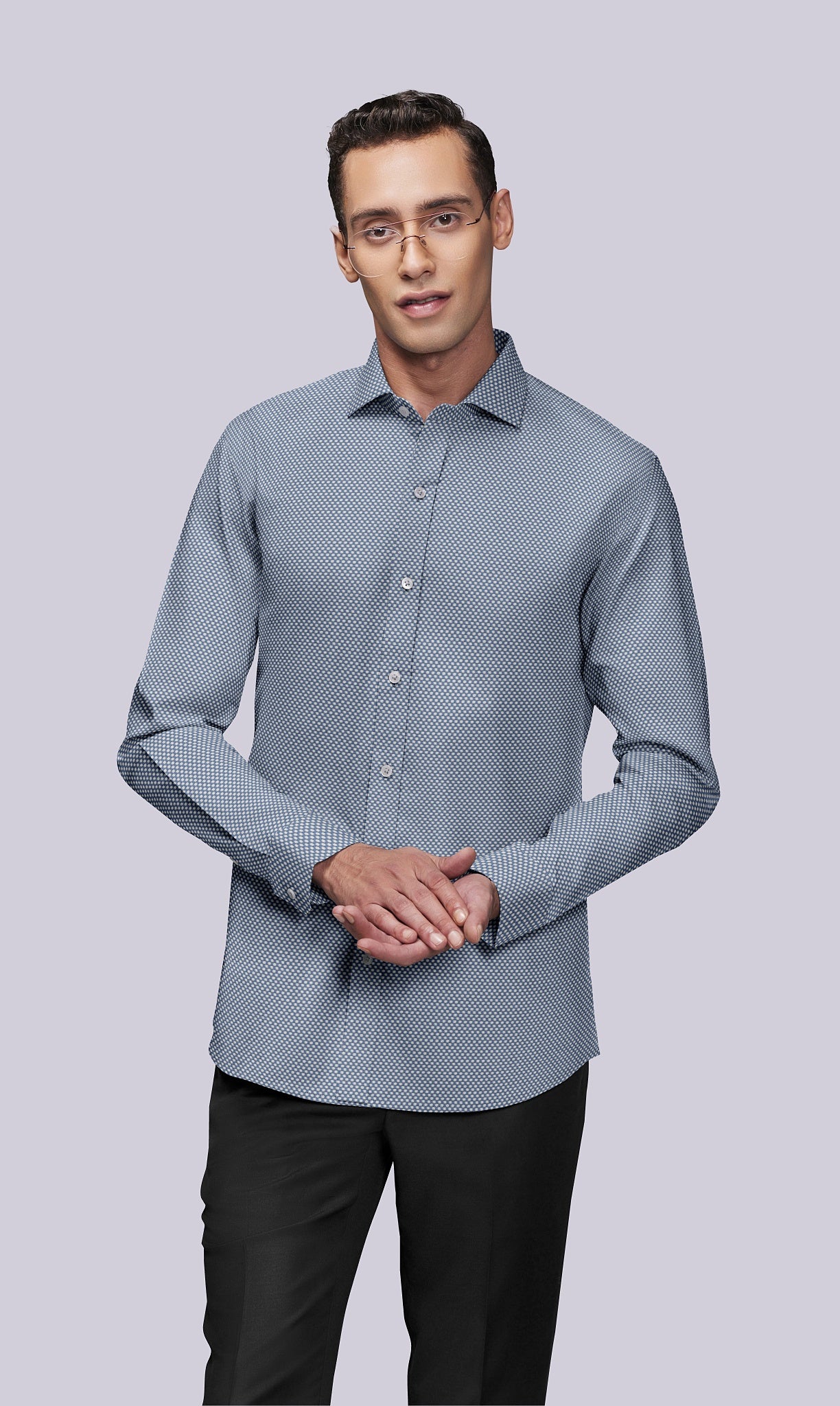 Men's Grey Textured Shirt