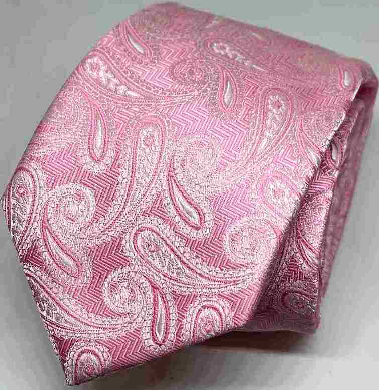Taffy Pink Paisley Jacquard Printed Neck Tie & Pocket Square Set
