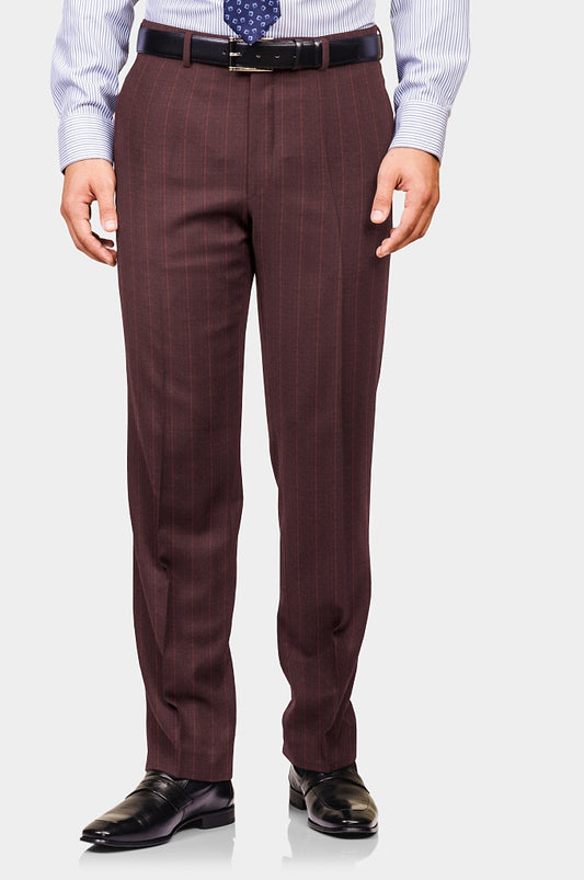 Maroon Wide Striped Terry Wool Trousers