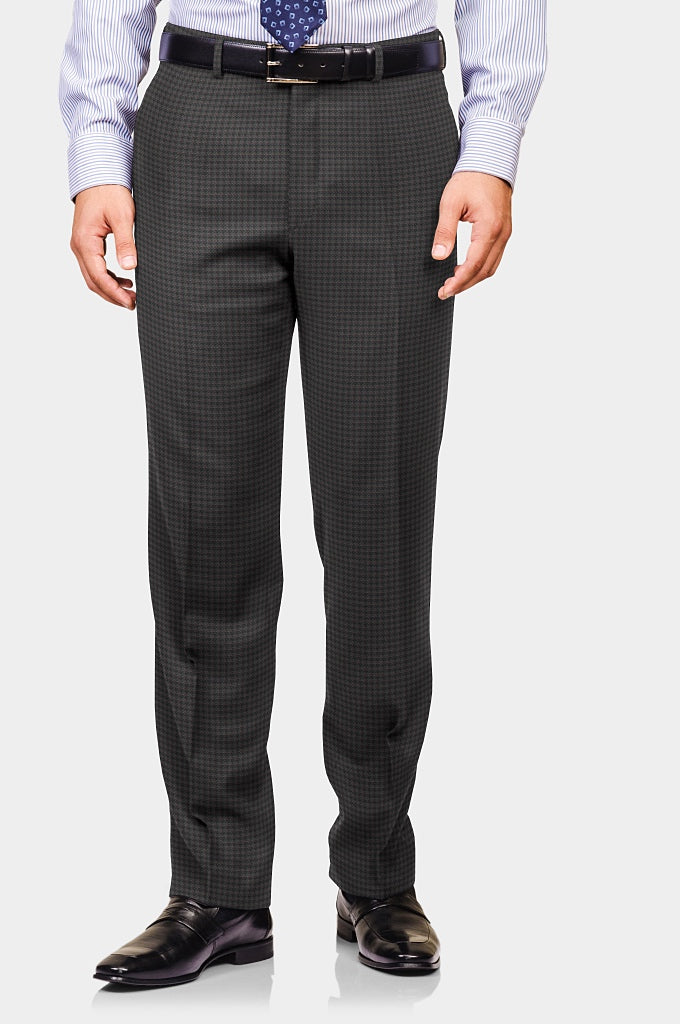 Dark Grey Small Checkered Terry Wool Trouser