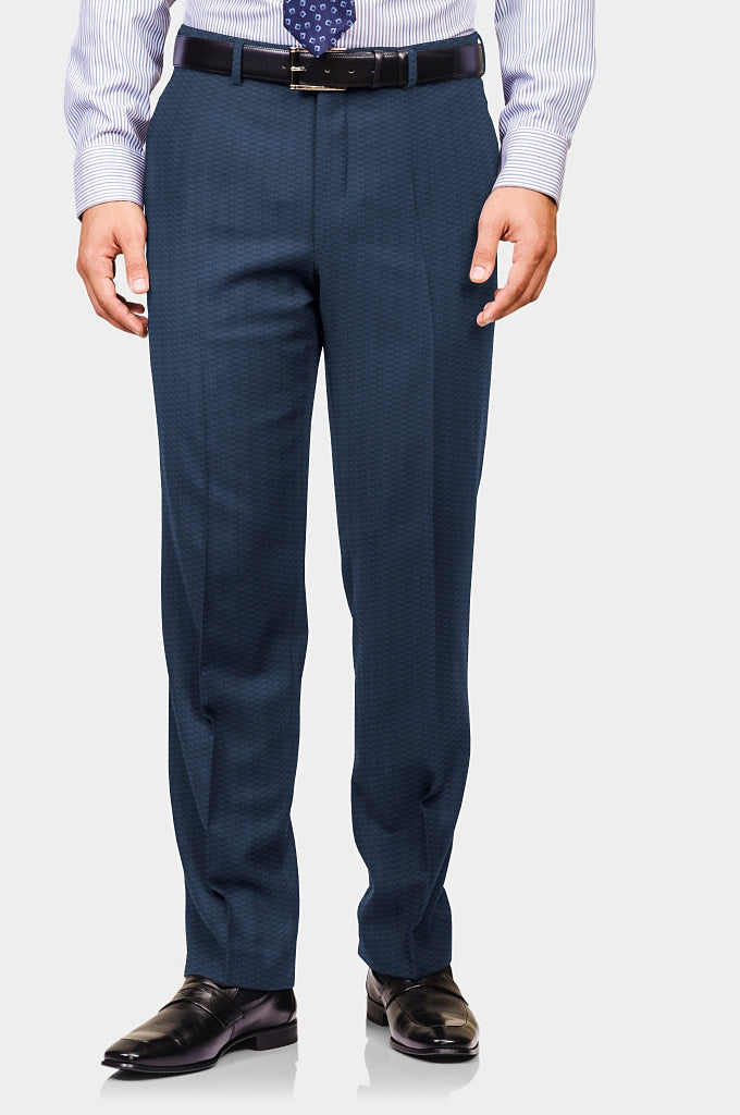 Navy Small Checkered Terry Wool Trousers