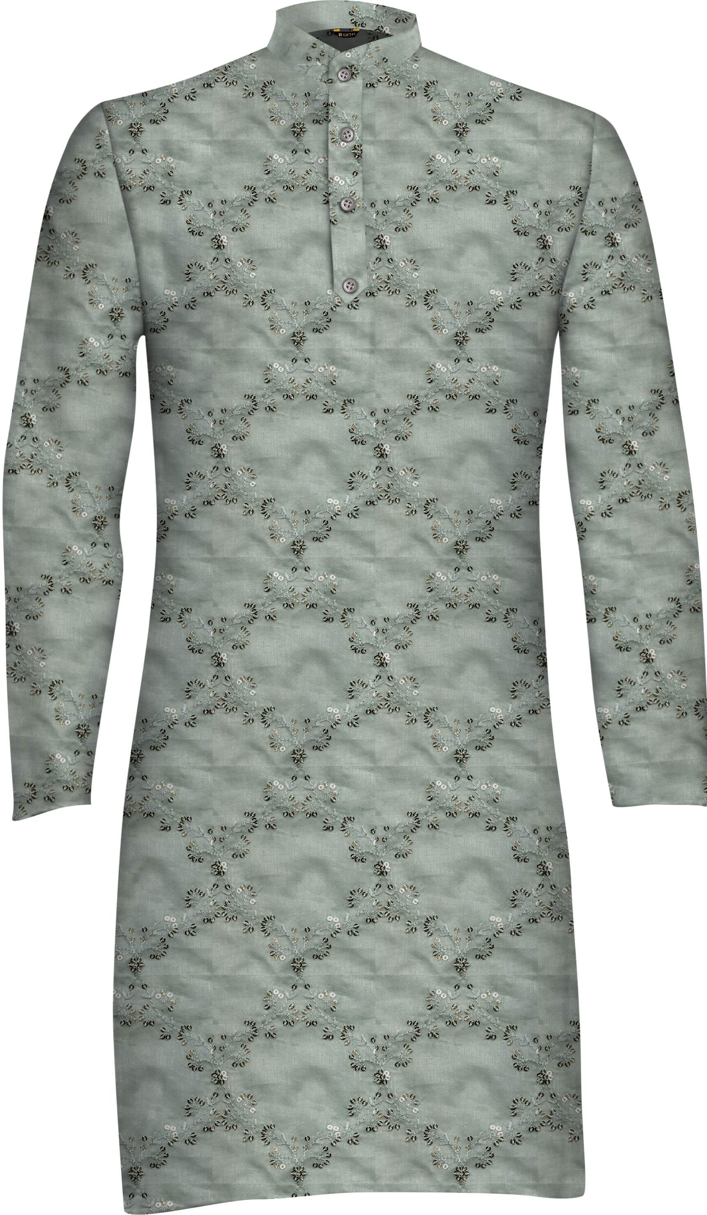 Silver Sequined Pistachio Embroidered Kurta